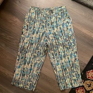 Vintage Collections silk cropped trousers with elastic waist band and zipper